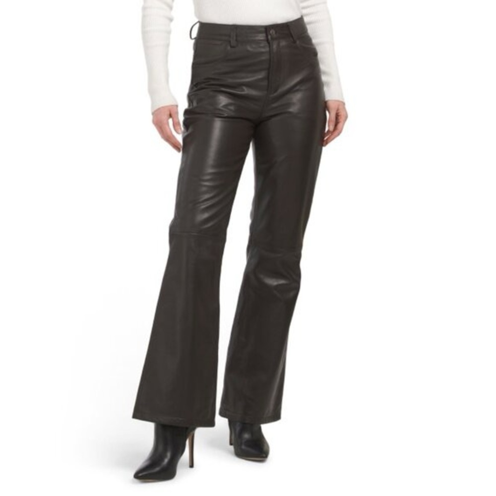 Bod & Christensen Veritas flared Real   natural leather Black pants